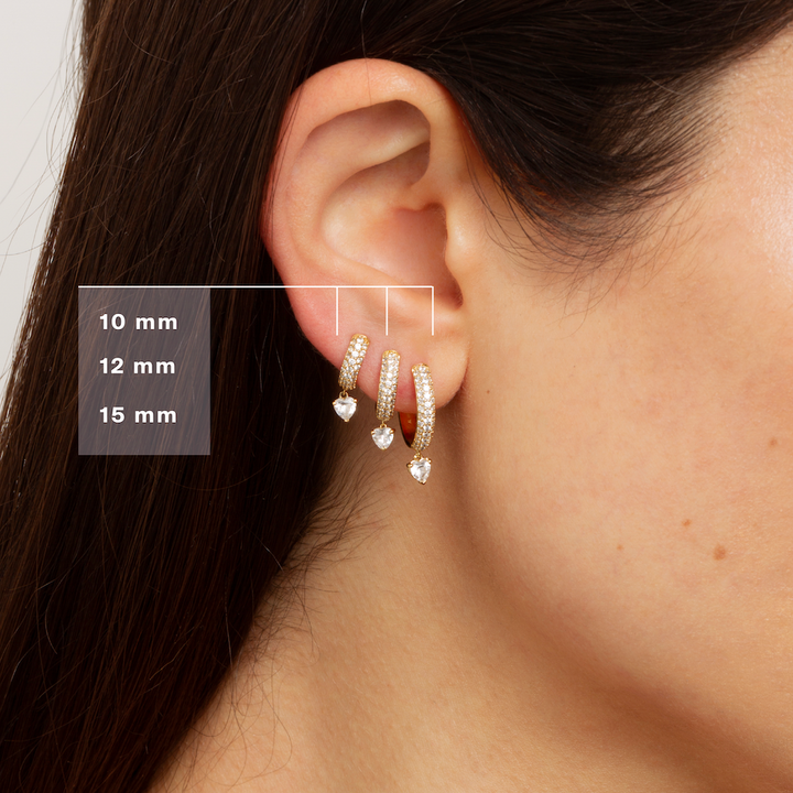 Bombë  12mm Heart Dangle Huggie