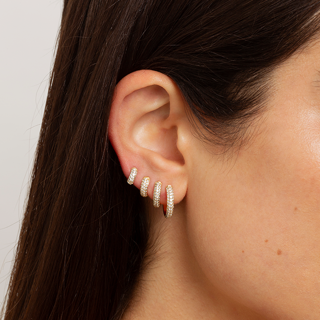 Micro huggie earrings sales